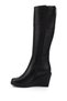 Women's Black Zippered Wedge Heeled Genuine Leather Boots - 5