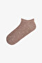 Brown Black Simple Polka Dot Patterned Cotton 5 Pairs of Booties Socks - 6