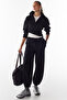 Black Stitched Detailed Shirred Balloon Cut Sweatpants - 5