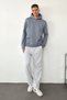 Men's Hooded Printed Kangaroo Pocket Sweatshirt Dark Blue - 25K 5281 - 3