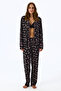 Black Floral Dream Long Sleeve Shirt Pants Pajama Set - 2