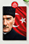 Special Design Ataturk Themed A5 Metal Spiral Checkered Cardboard Cover Ataturk Themed A5 Notebook