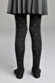 Girl's Anthracite Melange Pretty Silver Round Pantyhose - 2