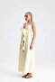 Saliva Front Flounce Lace-Up Long Yellow Dress - 3