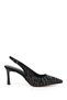 Women's Black Stiletto Heel U Open Back Shoes