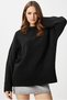 Women's Crew Neck Oversize Soft Textured Black Knitwear Sweater Daily Use Seasonal
