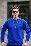 Blue Color Basic Crew Neck Relaxed Men's Regular Sweatshirt - Blue - 6