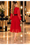 Elegant Women's Dress Chiffon Fabric Flared Cut Double Breasted Collar Midi Length - 5