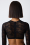 Shinny Lace Lace Long Sleeve Black Croplet - 5
