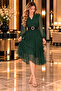 Elegant Women's Dress Chiffon Fabric Flared Cut Double Breasted Collar Midi Length - 2