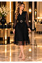 Elegant Women's Dress Chiffon Fabric Flared Cut Double Breasted Collar Midi Length