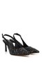 Women's Black Stiletto Heel U Open Back Shoes - 5