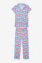Girl's Colorful Bows Shirt Off White Pajama Set