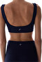 Navy Blue Cream Lightweight Support Square Neckline Sports Bra with Removable Pads - 6