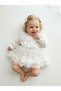 ASTER White Long-Sleeved Lace-Detail Skirted Baby Girl Special Occasion Festive Dress - 5