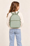 Parachute Fabric Floral Quilted Backpack with Faux Detailing, Mint Green Girls' Backpack - 3
