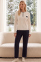 Navy Blue Heart Embroidered Knitted Interlock Pajama Set25226009 - 2