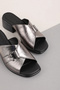 Women's Genuine Leather Heeled House Slippers Msa.1816 Platinum - 7