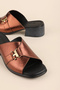 Women's Genuine Leather Heeled House Slippers Msa.1816 Copper - 6