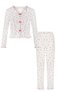Women's Cotton Crisp Floral Print Baby Overlocked Bow Long Sleeve Pajama Set - 6