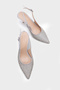 Laryssa Full Stone Pointed Toe Satin Slingback Women's Heeled Wedding Shoes - 5