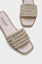 Kourtney Flat Heeled Blunt Toe Straw Women's Slippers with Metal Accessories - 4