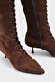 Suzanne Pointed Toe Lace-Up Side Zipper Stylish Women's Boots with Medium Heel - 4
