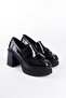 Round Toe Tassel Medium Heeled Women's Loafer