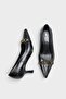 Pointed Toe Buckle Croco Medium Heeled Women's Shoes - 4