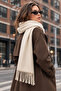 Soft Feel Women's Scarf – Soft Textured Wide Oversized Tassel Shoulder Shawl - 3