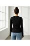 Black Finger Detailed Slim Fit Cotton Fabric Bodysuit Hzlrbndet01Body - 2