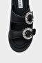 Charm Genuine Leather Wedge Heels Stone Double Banded Comfort Women's Slippers - 2