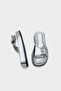 Margi Wedge Heeled Single Strap Stone Buckle Metallic Women's Slippers - 3