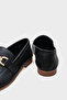 Women's Gold Buckle Black Genuine Leather Loafer - 3