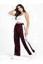 Relax Time Women's Oversize Elastic Waist Side Pockets Wide Leg Sweatpants Comfortable Fit Casual Style Burgundy - 2