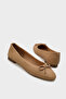 Genuine Leather Bow Round Toe Nude Women's Ballerinas - 4