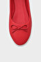 Genuine Leather Bow Round Toe Red Women's Ballerinas - 2