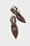 Kathryn Genuine Leather Lined Pointed Toe Mid-Heeled Mesh Open-Back Women's Shoes - 6