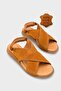 Elvira Cross-Strapped Velcro Leather Women's Sandals
