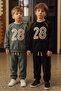 Karyoka Detailed Printed Thin Seasonal Sweatshirt Set for Ages 2-10 Khaki Green