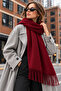 Soft Feel Women's Scarf – Soft Textured Wide Oversized Tassel Shoulder Shawl - 2