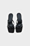 Milena Blunt Toe Medium Heeled Double Stone Buckle Satin Women's Slippers - 5
