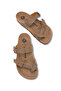 Double Buckle Flip-Flop Flat Heeled Women's Slippers - 2
