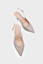 Laryssa Full Stone Pointed Toe Satin Slingback Women's Heeled Wedding Shoes - 5