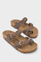 Double Buckle Flip-Flop Flat Heeled Women's Slippers