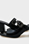 Monika Blunt Toe Medium Heeled Stone Buckle Women's Slippers - 5