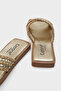 Kyla Flat Heeled Blunt Toe Metal Accessory Cross Strap Straw Women's Slippers - 3