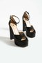 Women's Genuine Leather Platform Shoes Black - 3