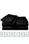 6-Piece King Size 220x240 Microfiber Bedding Set – 1 Fitted Sheet, 1 Quilt Cover, 4 Pillowcases, Black - 6