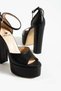 Women's Genuine Leather Platform Shoes Black - 4